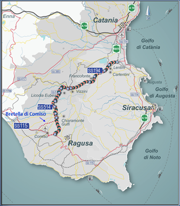 tracciato autostrada Ragusa - Catania